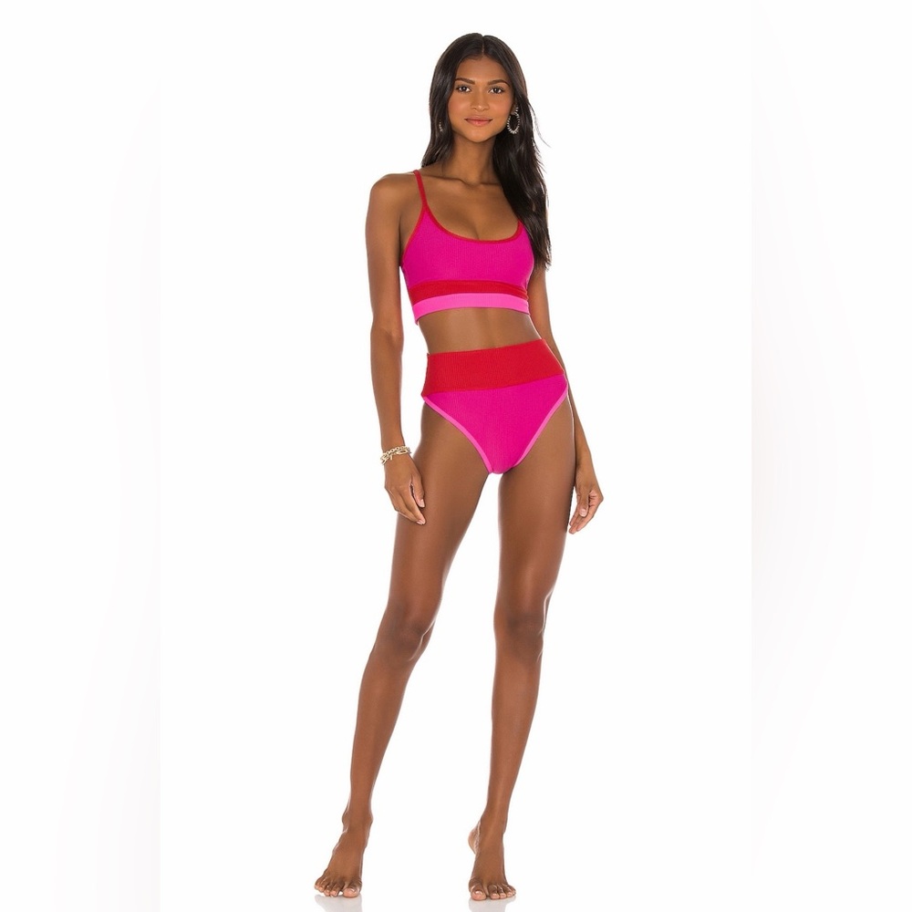 Beach Riot Vibrant Pink and Red Bikini